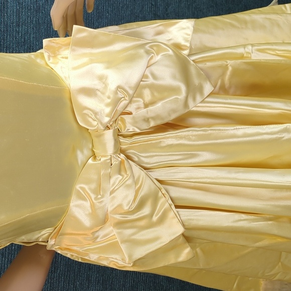 Vintage 1940s Yellow Satin Prom Dress, Very Disney Princess-y! For Kitty Rescue! - Picture 9 of 15
